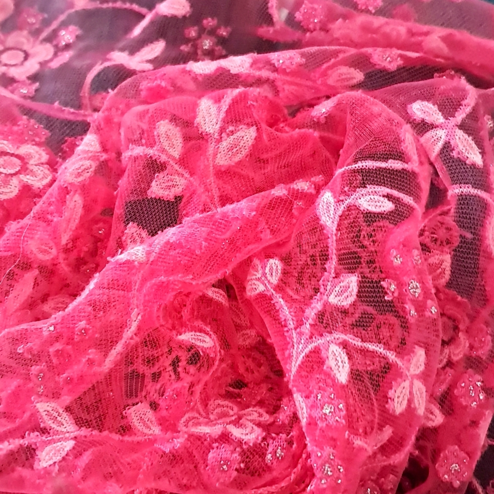 Elegant Pink Lace Triangle Scarf